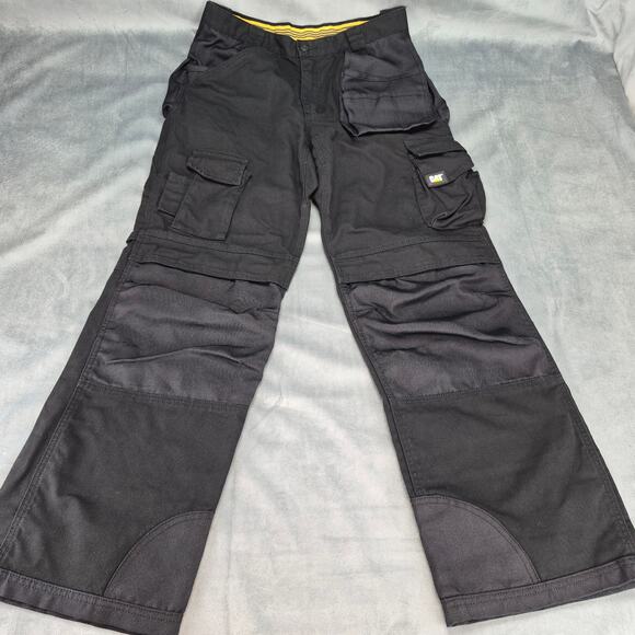 Caterpillar Work Pants Mens 32x32 Black Utility Cargo CAT Trademark C172 Pants - Picture 6 of 12